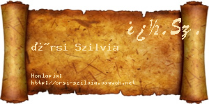 Örsi Szilvia névjegykártya